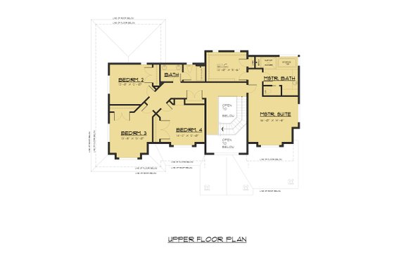 Floor Plan - Upper Floor for Traditional House Plan #1066-68 - 4 bed, 3 bath