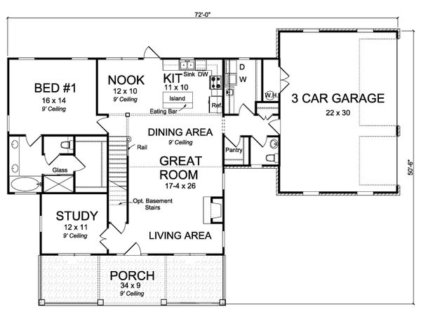 Home Plan - Traditional Floor Plan - Main Floor Plan #513-2171