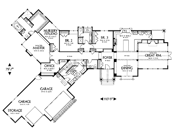 Dream House Plan - Craftsman Floor Plan - Main Floor Plan #48-240