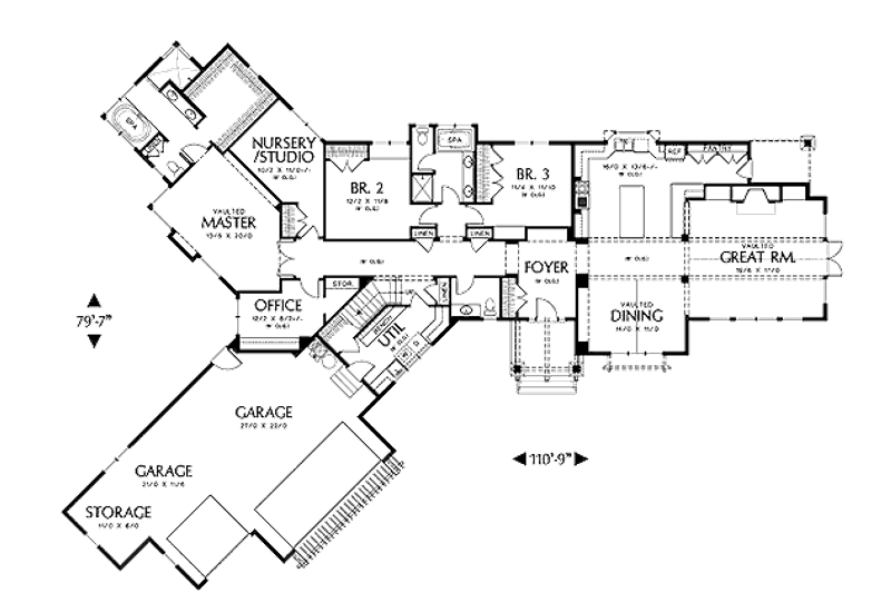 House Plan Design - Floor Plan - Main Floor for Craftsman House Plan #48-240 - 3 bed, 3.5 bath