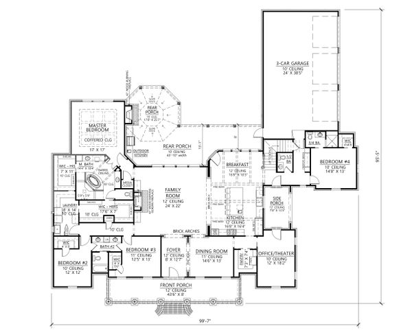 Southern Style House Plan - 4 Beds 4 Baths 3851 Sq/Ft Plan #1074-12 ...