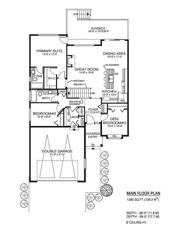 Architectural House Design - Floor Plan - Main Floor for Craftsman House Plan #1100-126 - 3 bed, 2 bath