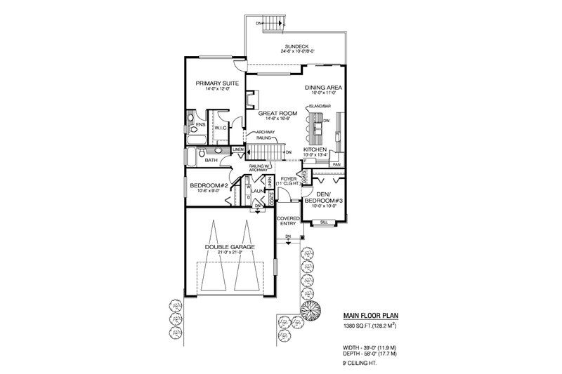 Architectural House Design - Floor Plan - Main Floor for Craftsman House Plan #1100-126 - 3 bed, 2 bath