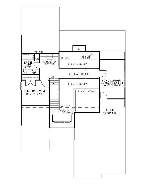 House Design - European Floor Plan - Upper Floor Plan #17-122
