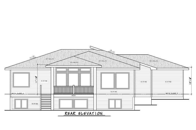 Home Plan - Exterior - Rear Elevation for Modern House Plan #20-2498 - 3 bed, 2.5 bath