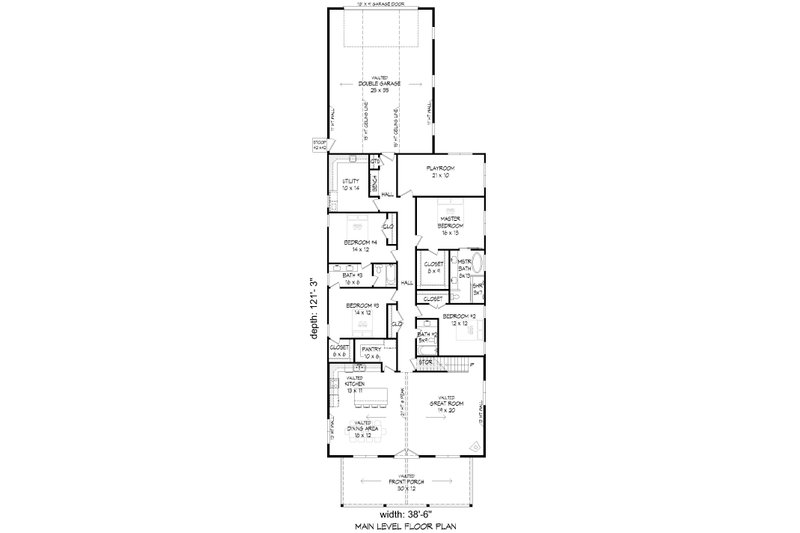 Home Plan - Floor Plan - Main Floor for Country House Plan #932-613 - 4 bed, 3 bath
