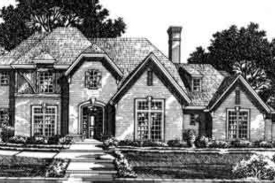 Exterior - Front Elevation for European House Plan #141-153 - 5 bed, 4.5 bath