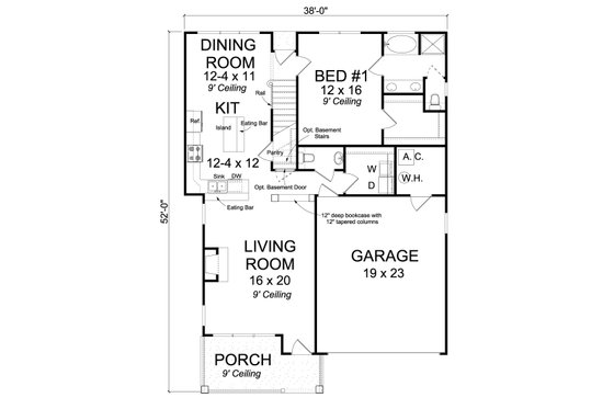 Floor Plan - Main Floor for Cottage House Plan #513-2088 - 3 bed, 2.5 bath
