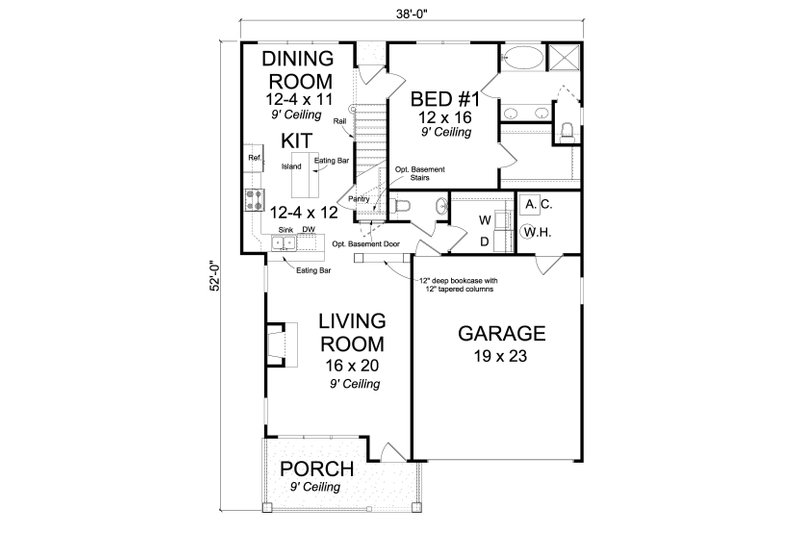 House Plan Design - Floor Plan - Main Floor for Cottage House Plan #513-2088 - 3 bed, 2.5 bath