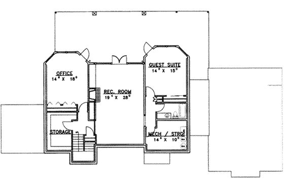 Floor Plan - Lower Floor for Modern House Plan #117-443 - 2 bed, 2.5 bath