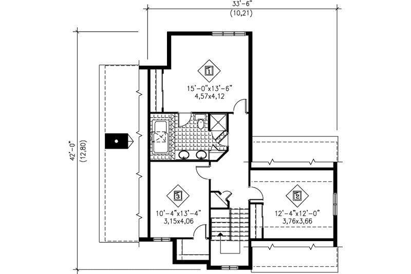 Dream House Plan - Floor Plan - Upper Floor for European House Plan #25-2162 - 3 bed, 1.5 bath
