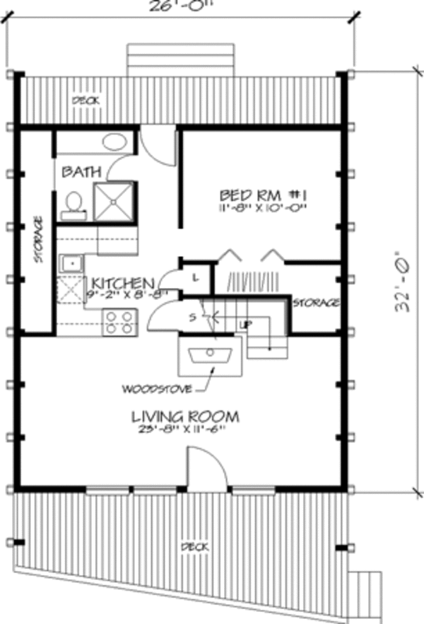 Architectural House Design - Cabin Floor Plan - Main Floor Plan #320-145
