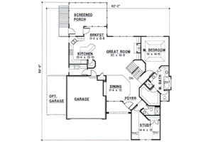 Floor Plan - Main Floor for European House Plan #67-361 - 4 bed, 3 bath