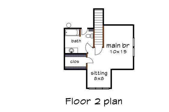 Floor Plan - Upper Floor for Farmhouse House Plan #79-334 - 3 bed, 2 bath