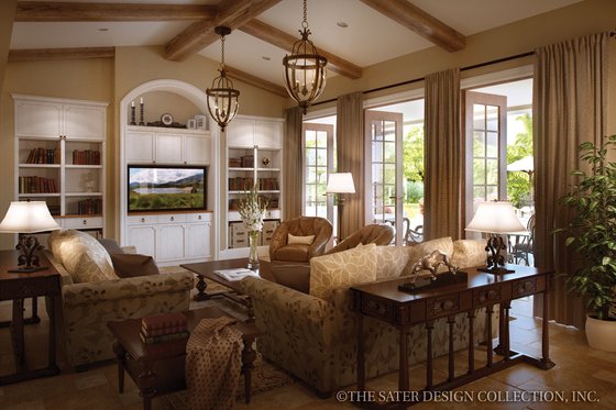Interior - Family Room 1 for Mediterranean House Plan #930-12 - 3 bed, 2.5 bath