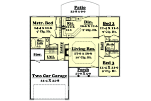 Floor Plan - Main Floor for Traditional House Plan #430-7 - 3 bed, 2 bath