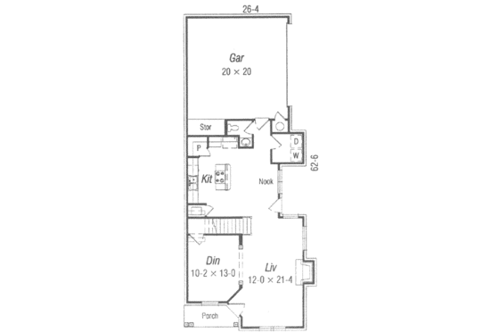 Floor Plan - Main Floor for Colonial House Plan #329-133 - 2 bed, 2.5 bath