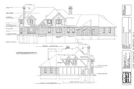 Exterior - Rear Elevation for Tudor House Plan #47-199 - 4 bed, 3 bath