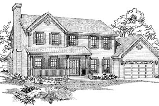 Exterior - Front Elevation for Country House Plan #47-295 - 4 bed, 2.5 bath