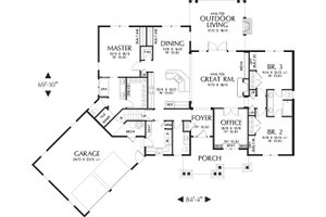 Main level Floor plan - 2200 square foot Craftsman home