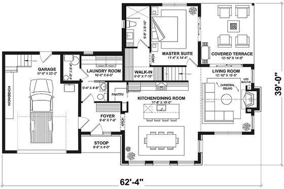 Floor Plan - Main Floor for Country House Plan #23-2805 - 4 bed, 2.5 bath
