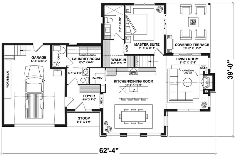Home Plan - Floor Plan - Main Floor for Country House Plan #23-2805 - 4 bed, 2.5 bath