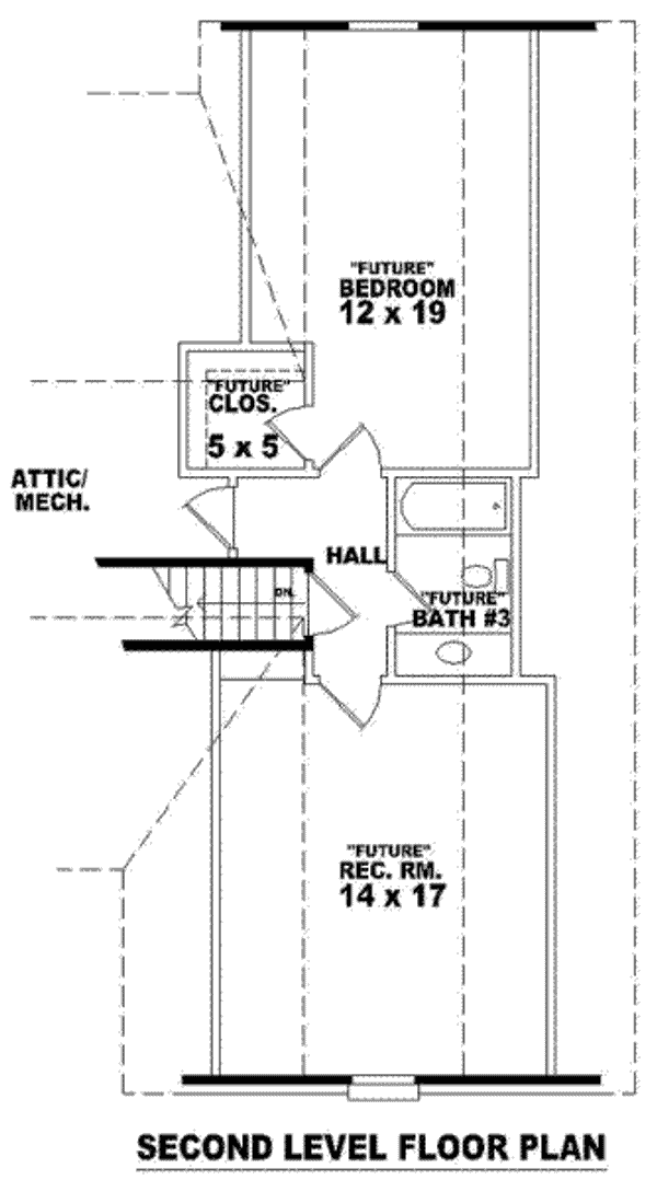 Floor Plan - Upper Floor for European House Plan #81-870 - 3 bed, 2 bath