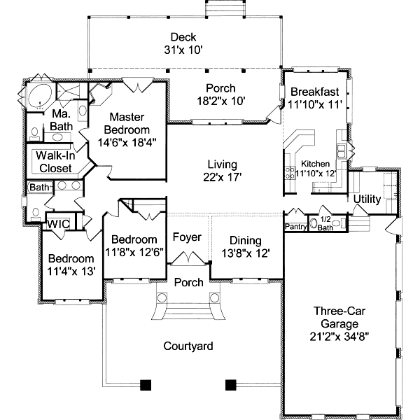 Home Plan - Traditional Floor Plan - Main Floor Plan #37-101