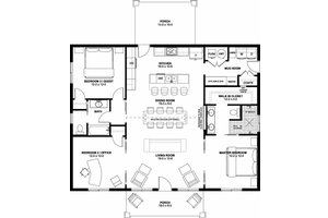 Floor Plan - Main Floor for Farmhouse House Plan #126-271 - 3 bed, 2 bath