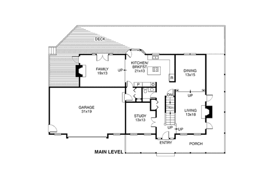 Floor Plan - Main Floor for Country House Plan #312-785 - 3 bed, 2.5 bath