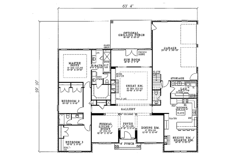 House Plan Design - Floor Plan - Main Floor for Traditional House Plan #17-143 - 3 bed, 2.5 bath