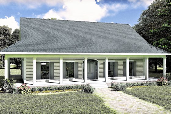 Exterior - Front Elevation 3 for Southern House Plan #44-237 - 3 bed, 2.5 bath