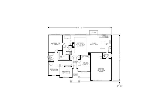 Floor Plan - Main Floor for Craftsman House Plan #53-704 - 4 bed, 2 bath
