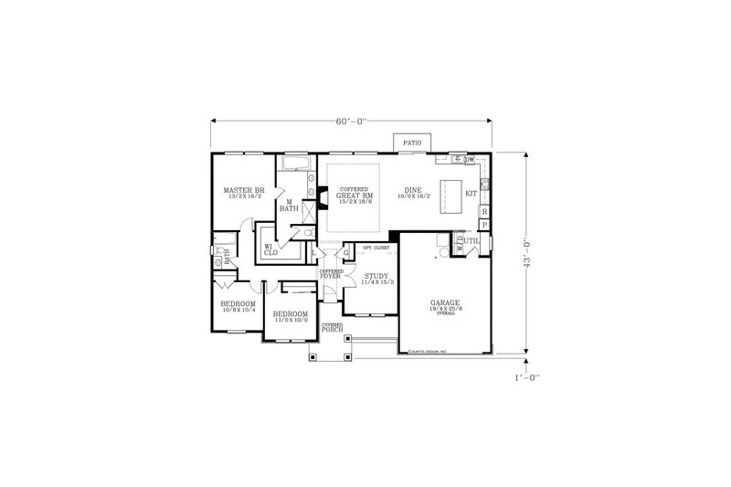House Plan Design - Floor Plan - Main Floor for Craftsman House Plan #53-704 - 4 bed, 2 bath