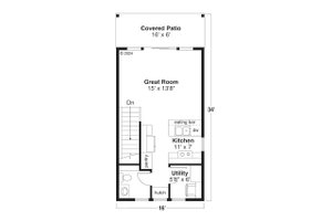 Floor Plan - Main Floor for Craftsman House Plan #124-1364 - 1 bed, 1.5 bath