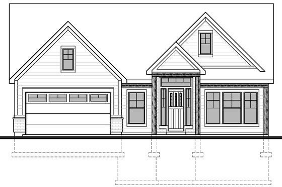 Exterior - Front Elevation 3 for Ranch House Plan #1073-41 - 2 bed, 2.5 bath