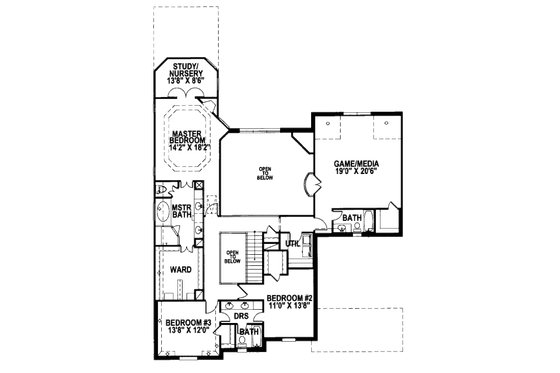 Floor Plan - Upper Floor for European House Plan #141-346 - 4 bed, 4.5 bath