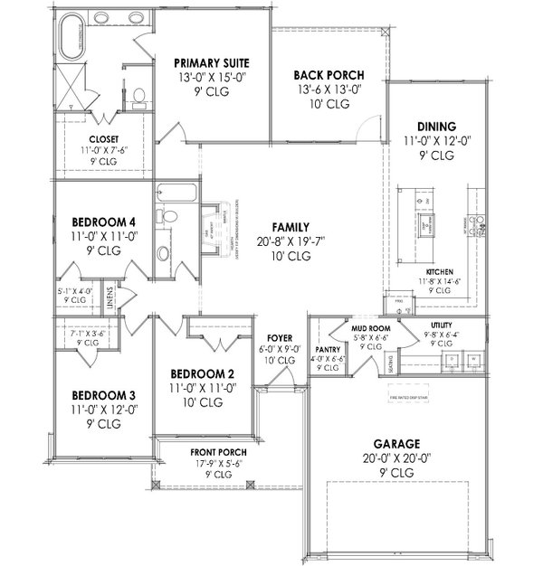 Architectural House Design - Farmhouse Floor Plan - Main Floor Plan #1096-103