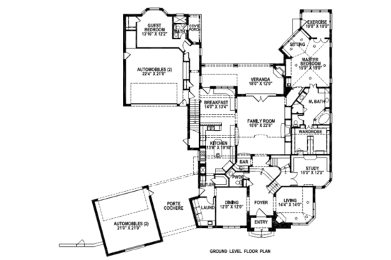 Floor Plan - Main Floor for European House Plan #141-251 - 5 bed, 5.5 bath