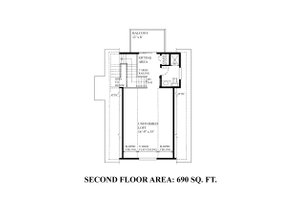 Floor Plan - Upper Floor for Bungalow House Plan #118-132, 1 bath