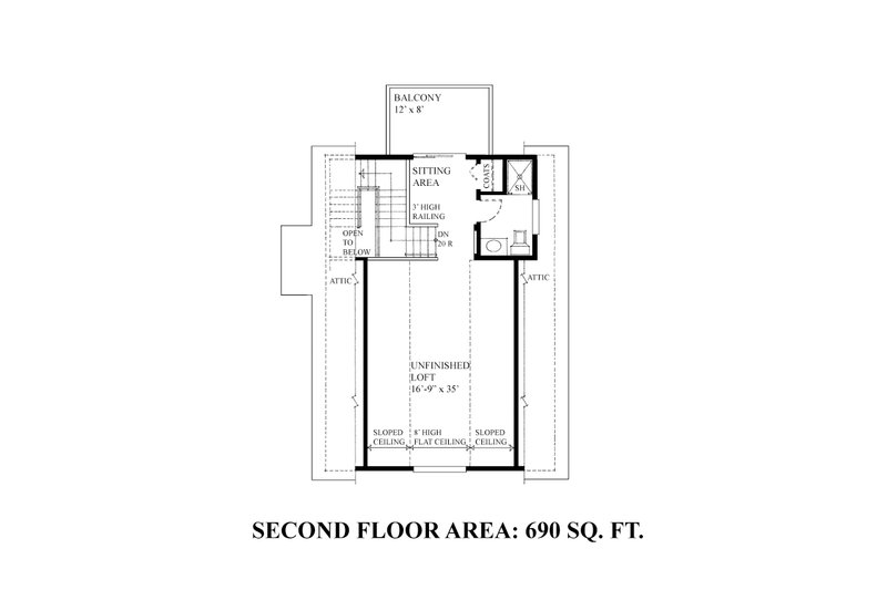 Home Plan - Floor Plan - Upper Floor for Bungalow House Plan #118-132, 1 bath