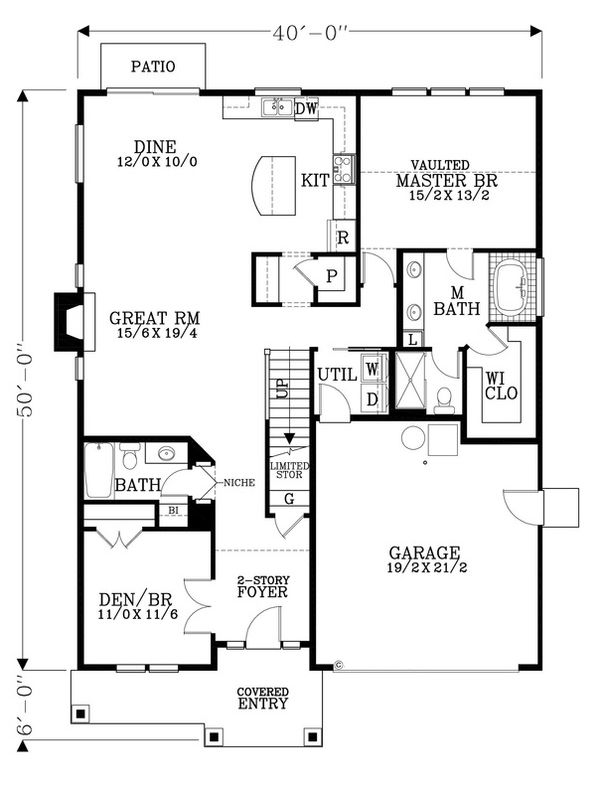 Craftsman Floor Plan - Main Floor Plan #53-487