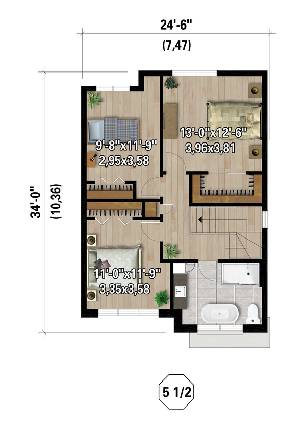 House Blueprint - Contemporary Floor Plan - Upper Floor Plan #25-5021