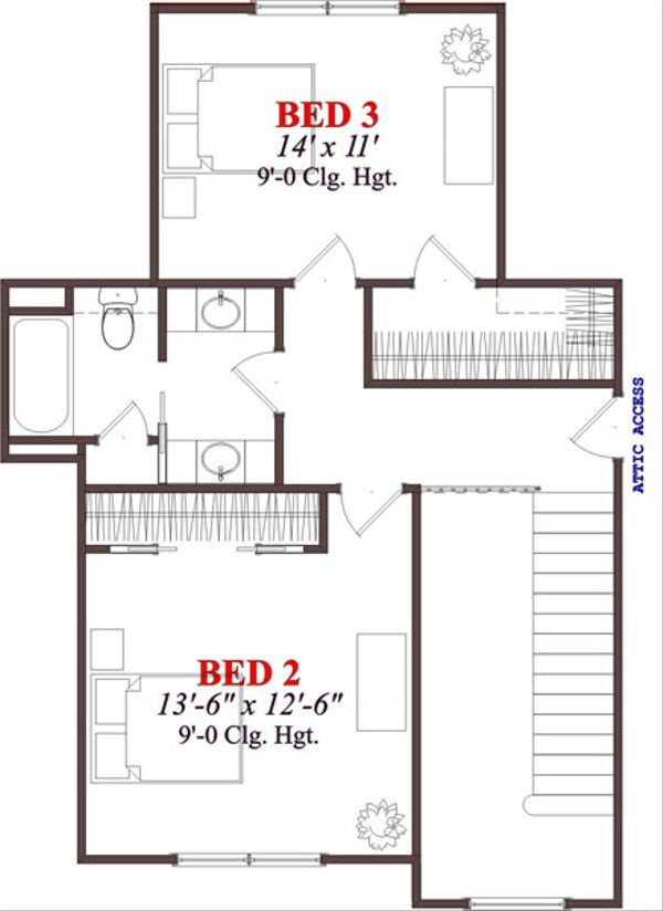 Country Floor Plan - Upper Floor Plan #63-214