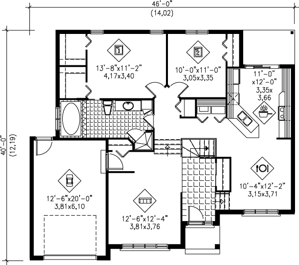 Traditional Floor Plan - Main Floor Plan #25-1076