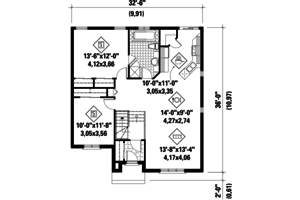 Floor Plan - Main Floor for European House Plan #25-4640 - 2 bed, 1 bath