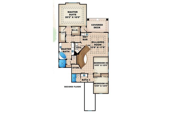 Floor Plan - Upper Floor for Traditional House Plan #27-470 - 3 bed, 3 bath