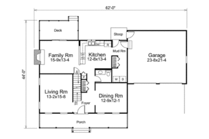 Floor Plan - Main Floor for Country House Plan #57-450 - 3 bed, 2.5 bath