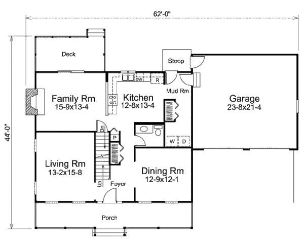 Architectural House Design - Country Floor Plan - Main Floor Plan #57-450