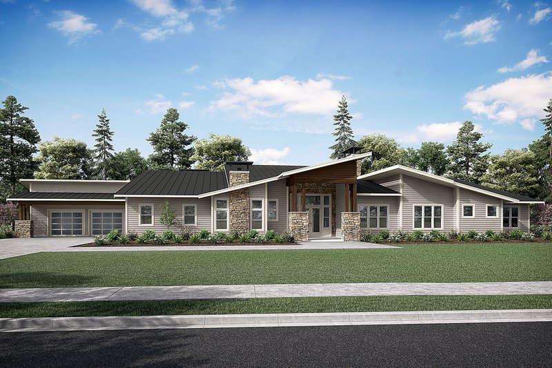 Dream House Plan - Modern Exterior - Front Elevation Plan #124-1346